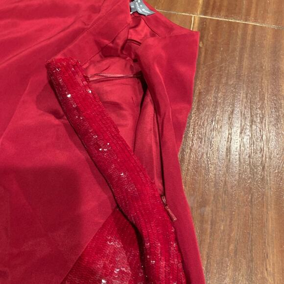 Sachin & Babi Pomegranate Red Off the Shoulder Sequin Cocktail Party Dress 2 NWT - Picture 4 of 7